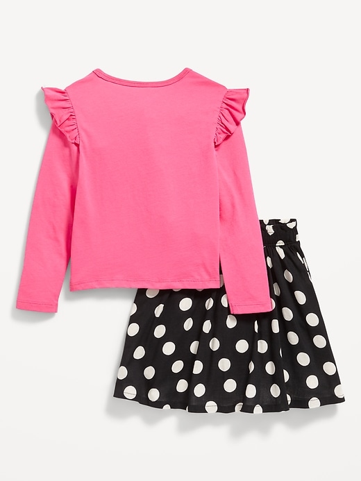 Voir une image plus grande du produit 2 de 3. Ensemble jupe et t-shirt à volants à manches longues pour Toute-petite fille