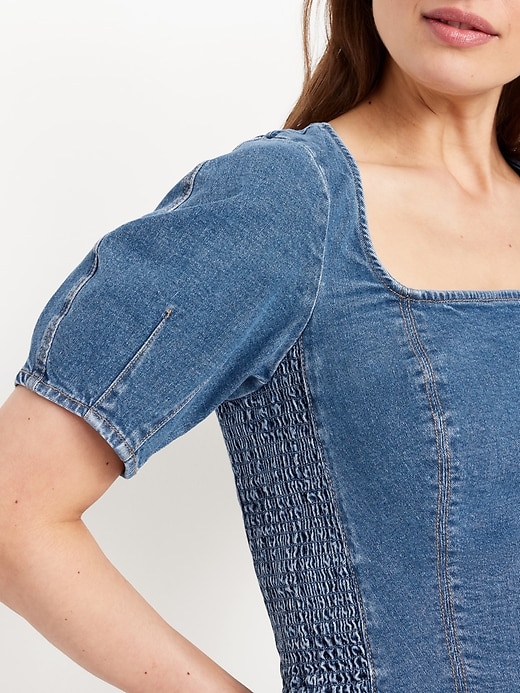 Image number 4 showing, Square-Neck Denim Crop Top