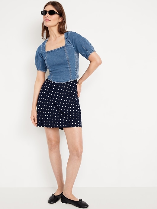Image number 3 showing, Square-Neck Denim Crop Top