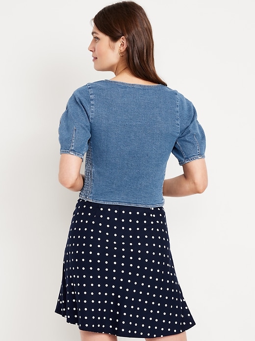 Image number 2 showing, Square-Neck Denim Crop Top