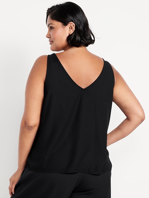 Image number 6 showing, Sleeveless V-Neck Crepe Top