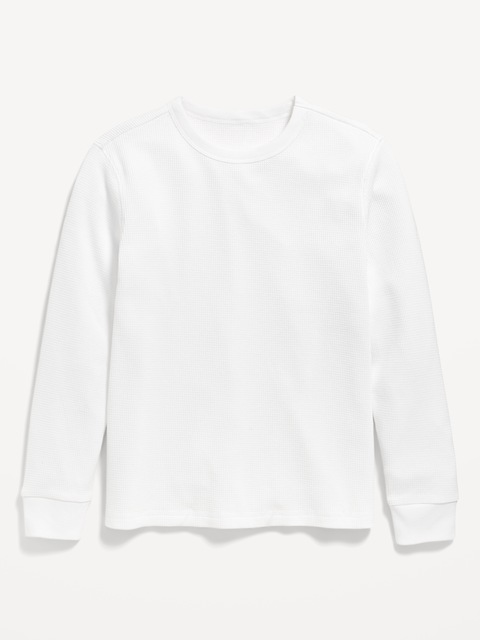 Long-Sleeve Waffle-Knit T-Shirt for Boys - White Lilies