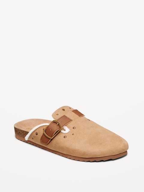 Studded Faux-Suede Clogs for Girls - Brown