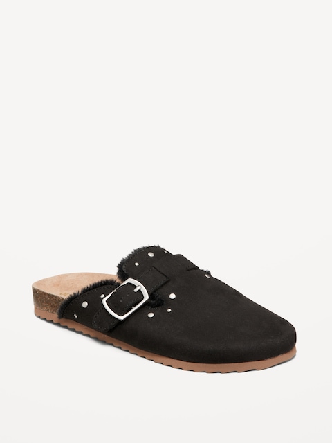 Studded Faux-Suede Clogs for Girls - Black
