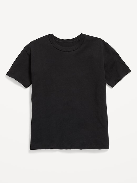 View large product image 2 of 3. Oversized Short-Sleeve Raw-Edge T-Shirt for Girls