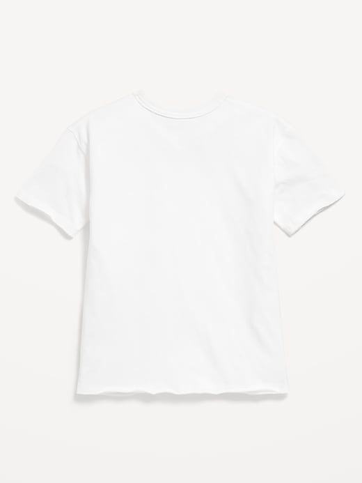 Image number 3 showing, Oversized Short-Sleeve Raw-Edge T-Shirt for Girls