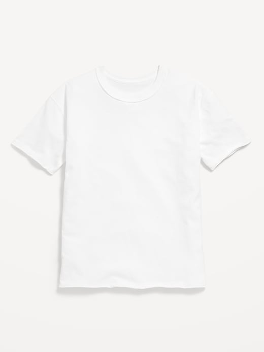 View large product image 2 of 3. Oversized Short-Sleeve Raw-Edge T-Shirt for Girls
