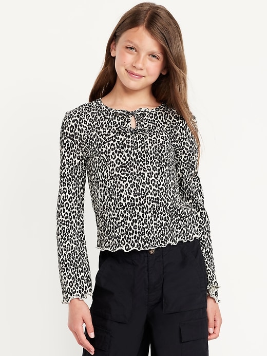 Image number 1 showing, Long-Sleeve Tie-Bow Front Top for Girls