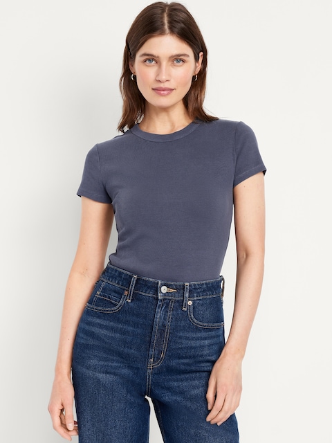 T-shirt court moulant - Bleu