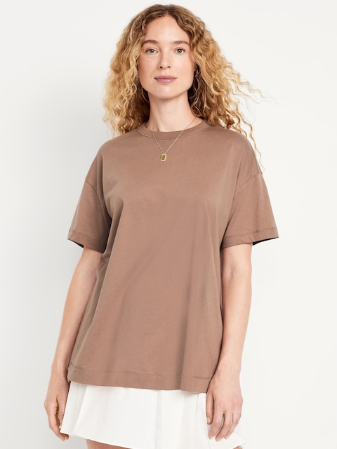 Oversized EveryWear Tunic T-Shirt - Brown