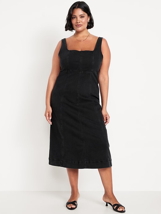 Image number 5 showing, Fit & Flare Sleeveless Denim Midi Dress