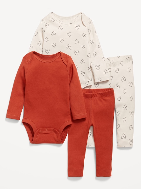 Printed Bodysuit and Leggings 4-Piece for Baby - Blue