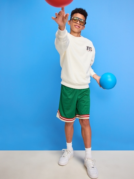 View large product image 1 of 4. Knee Length Mesh Basketball Shorts for Boys
