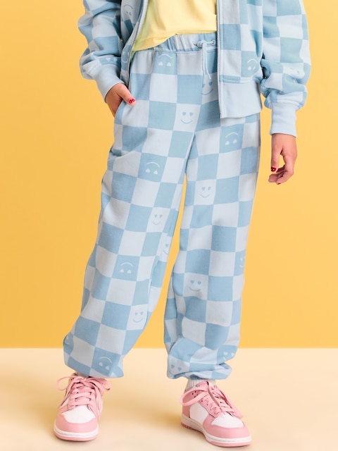 Pantalon de jogging rétro à taille haute pour Fille - Bleu