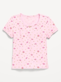 Image number 2 showing, Printed Short-Sleeve Ribbed T-Shirt for Girls