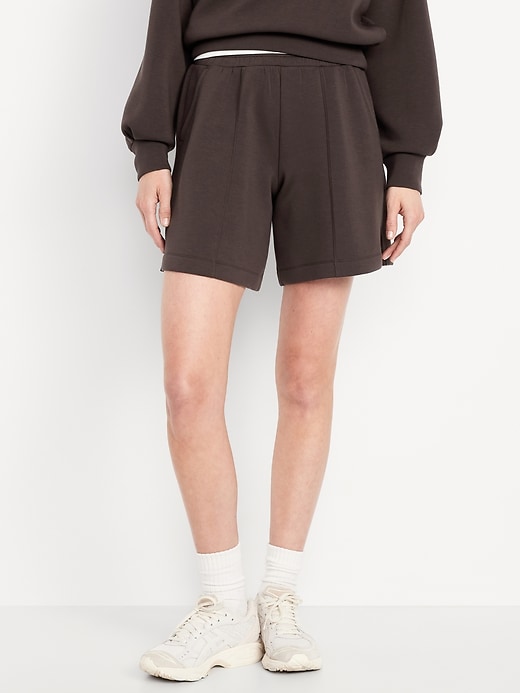 Image number 1 showing, High-Waisted Bounce Fleece Shorts -- 8-inch inseam
