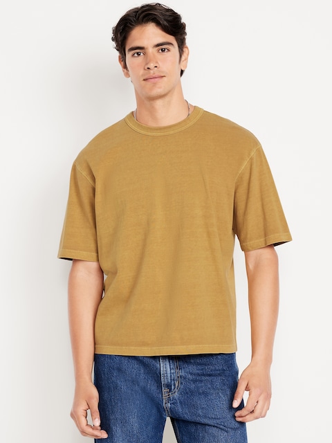 Garment-Dyed Cropped T-Shirt - Yellow