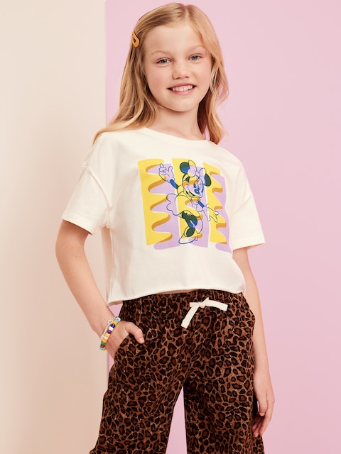 Old Navy x Disney© Cropped Graphic Raw-Edge T-Shirt for Girls - White