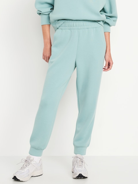 High-Waisted Bounce Fleece Jogger Sweatpants - Blue
