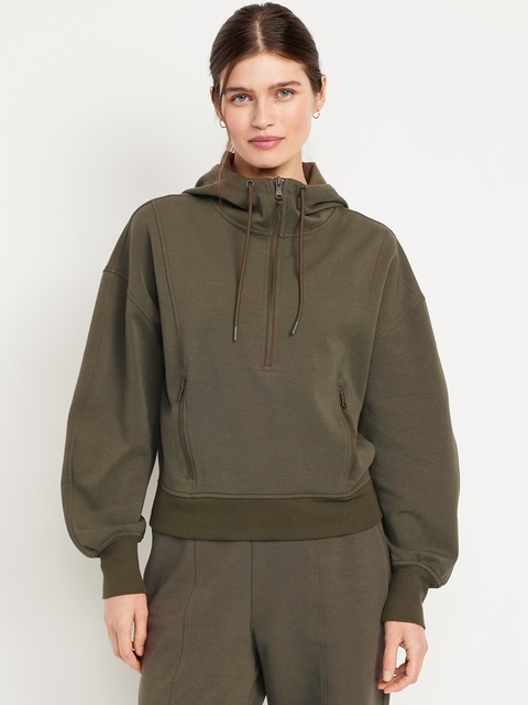 Dynamic Fleece Half-Zip Hoodie Sweatshirt - Ancient Forest