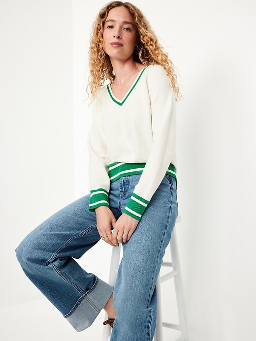 Image number 3 showing, SoSoft Loose V-Neck Sweater