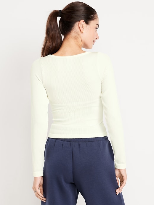 Image number 2 showing, Exhale Seamless Cropped Henley Top