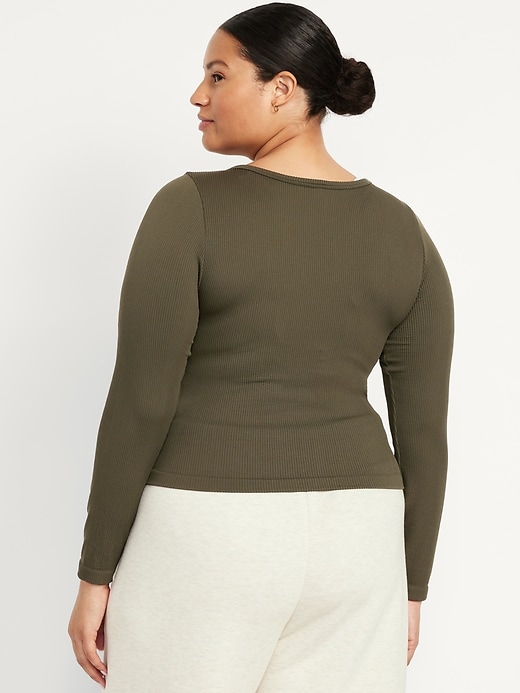 Image number 8 showing, Exhale Seamless Cropped Henley Top