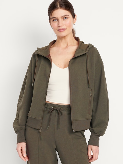 Dynamic Fleece Oversized Zip Hoodie Sweatshirt - Green
