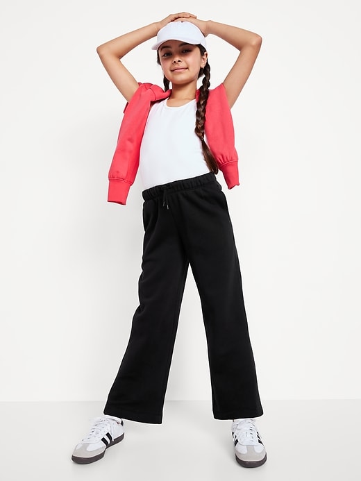 L'image numéro 3 présente Pantalon en molleton favori à taille haute et jambe large pour fille