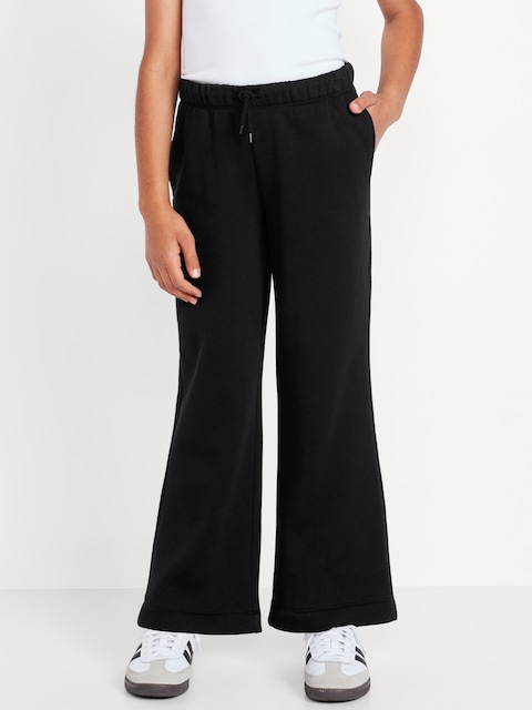 Favorite Fleece High-Waisted Wide-Leg Sweatpants for Girls - Black