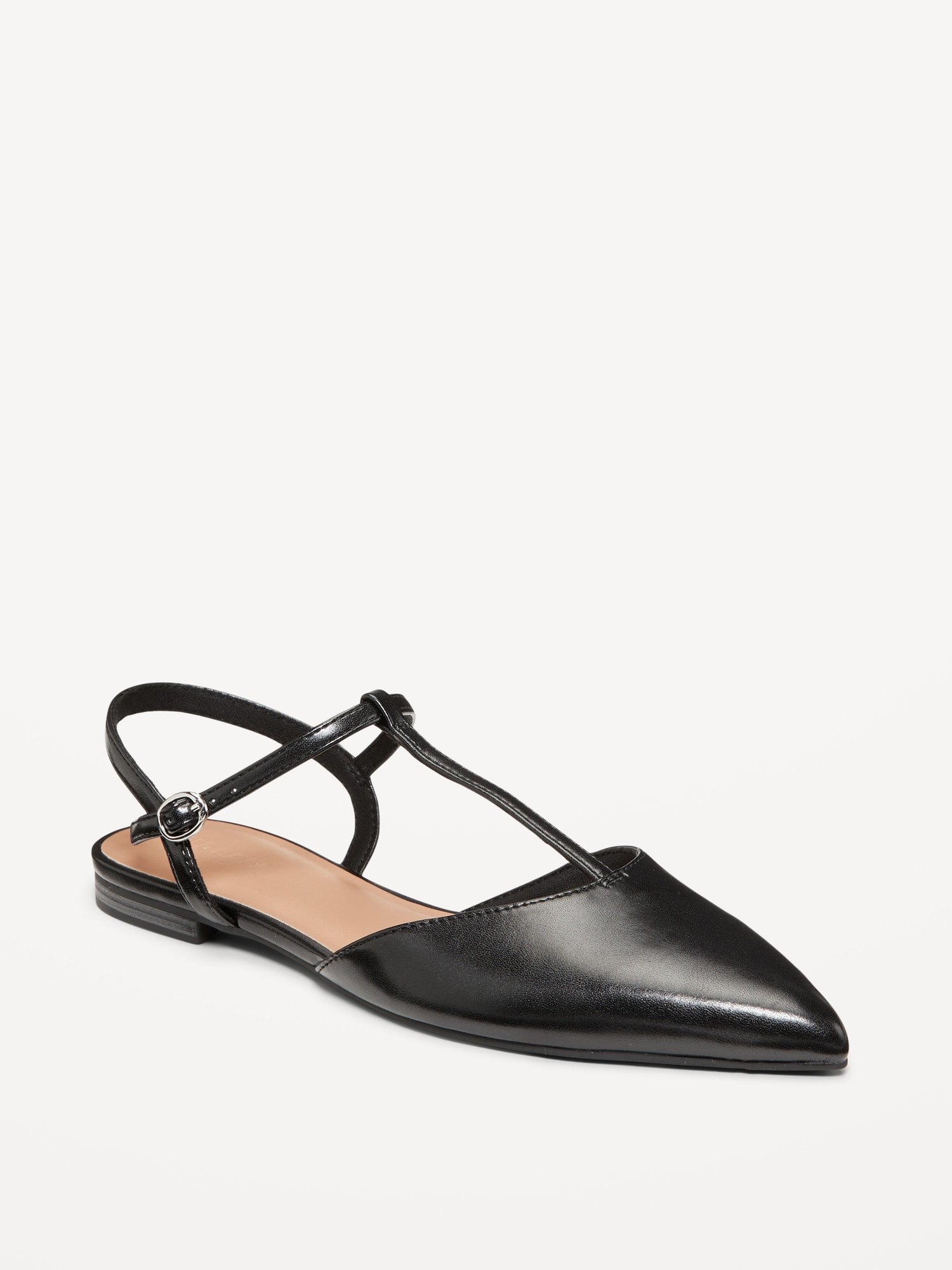Faux-Leather Mary Jane T-Strap Flats for Women