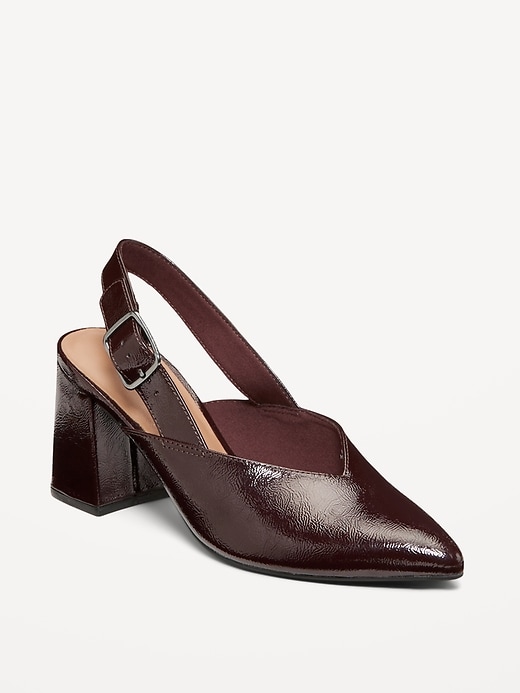 Image number 1 showing, Faux-Leather Slingback Heels for Women
