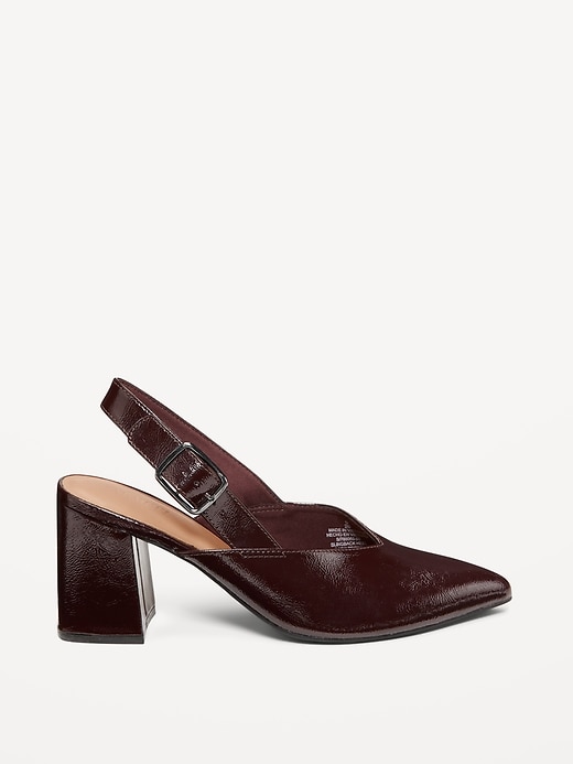 Image number 4 showing, Faux-Leather Slingback Heels for Women