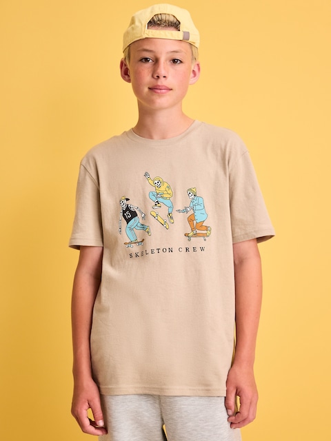 T-shirt à manches courtes à imprimé pour garçon - Beige