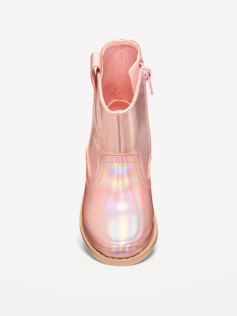 Shiny Side-Zip Western Boots for Toddler Girls