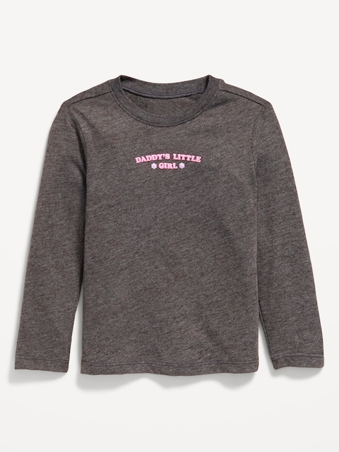 T-shirt à imprimé à manches longues pour toute-petite fille - Gris Charbon Foncé