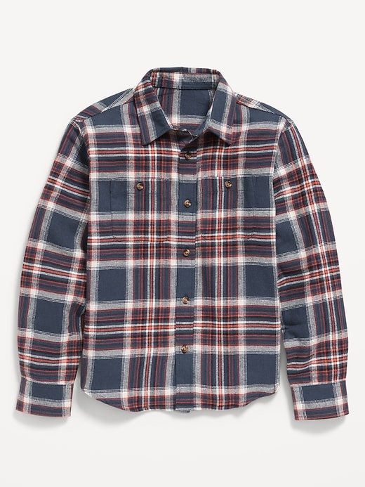 View large product image 2 of 2. Long-Sleeve Pocket Plaid Flannel Shirt for Boys