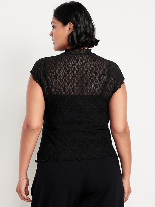 Image number 7 showing, Mock-Neck Lace Top