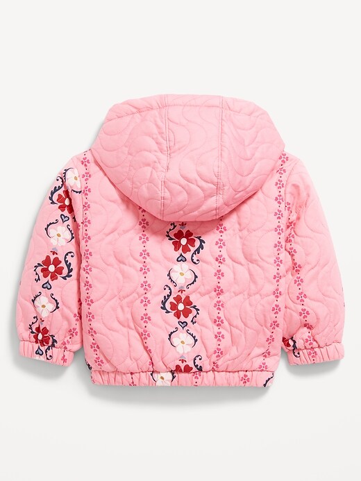 Image number 2 showing, Printed Quilted Pocket Twill Jacket for Toddler Girls