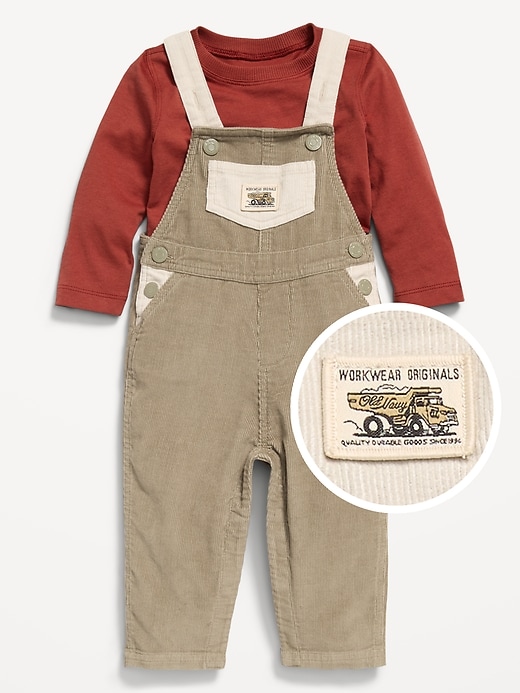 View large product image 1 of 1. Long-Sleeve T-Shirt and Corduroy Overalls Set for Baby
