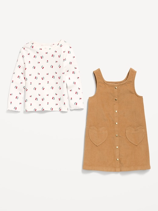 Image number 3 showing, Long-Sleeve T-Shirt and Corduroy Dress Set for Toddler Girls