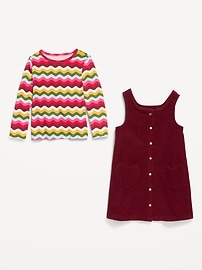 Image number 2 showing, Long-Sleeve T-Shirt and Corduroy Dress Set for Toddler Girls