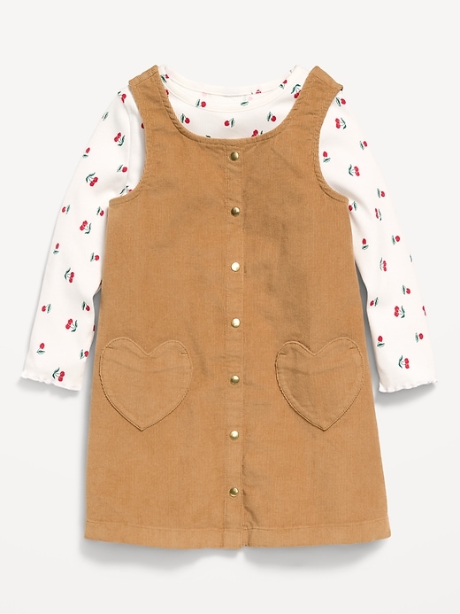 Image number 1 showing, Long-Sleeve T-Shirt and Corduroy Dress Set for Toddler Girls