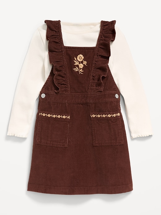 Image number 1 showing, Long-Sleeve T-Shirt and Corduroy Dress Set for Toddler Girls