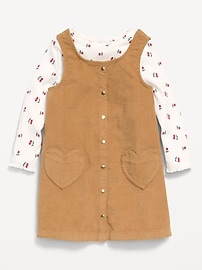 Image number 1 showing, Long-Sleeve T-Shirt and Corduroy Dress Set for Toddler Girls