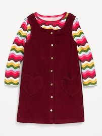 Image number 1 showing, Long-Sleeve T-Shirt and Corduroy Dress Set for Toddler Girls