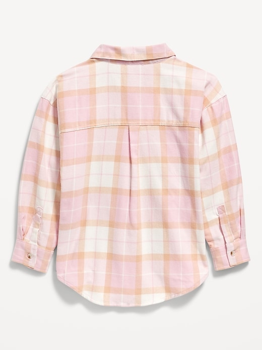 Image number 3 showing, Oversized Long-Sleeve Plaid Flannel Shirt for Girls
