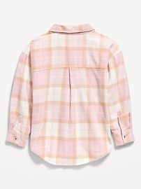 Image number 3 showing, Oversized Long-Sleeve Plaid Flannel Shirt for Girls