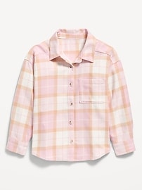 Image number 2 showing, Oversized Long-Sleeve Plaid Flannel Shirt for Girls