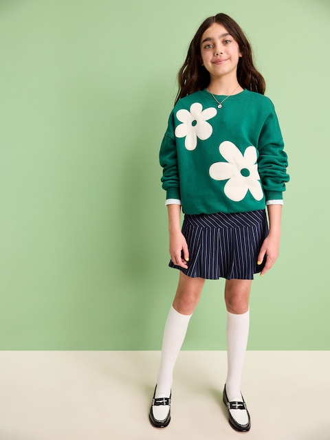 Pleated Twill Skirt for Girls - Blue